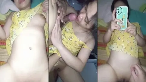 Em đang nằm nhắn tin với bạn mà anh còn bắt em bú cu rồi quay